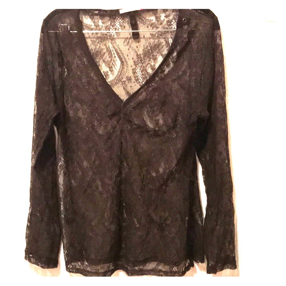 Sheer lace brown blouse size XL